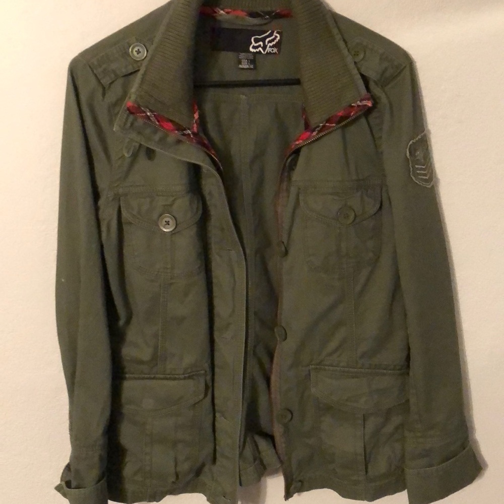 Women’s Green Zip Up Fox Jacket